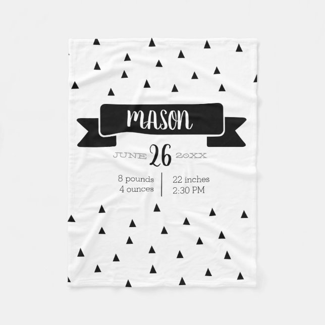 Birth announcement custom colour blanket baby stat (Front)