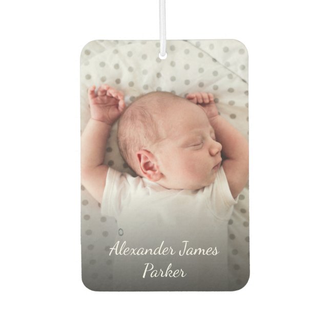 Birth Announcement Custom Newborn Baby Photo  Car Air Freshener (Front)