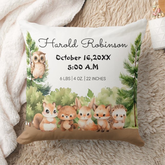 Birth Announcement Cute Baby Boy Cushion (Blanket)