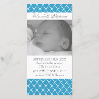 Birth Announcement Diamond Pattern Photo Card