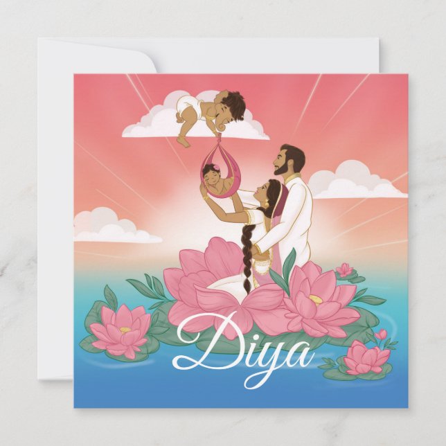 Birth announcement for an indian/hindu baby girl (Front)