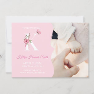 Birth Announcement Girl Initial K