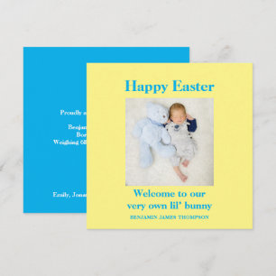 Birth Announcement Happy Easter Photo Boy card