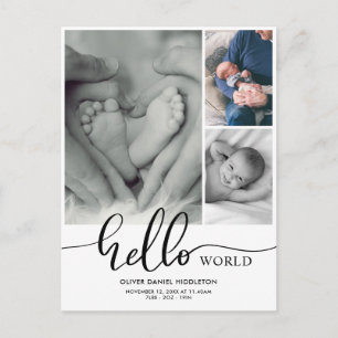 Birth Announcement Hello World Photo Collage Postcard