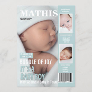 Birth Announcement Magazine Cover 3 Photos