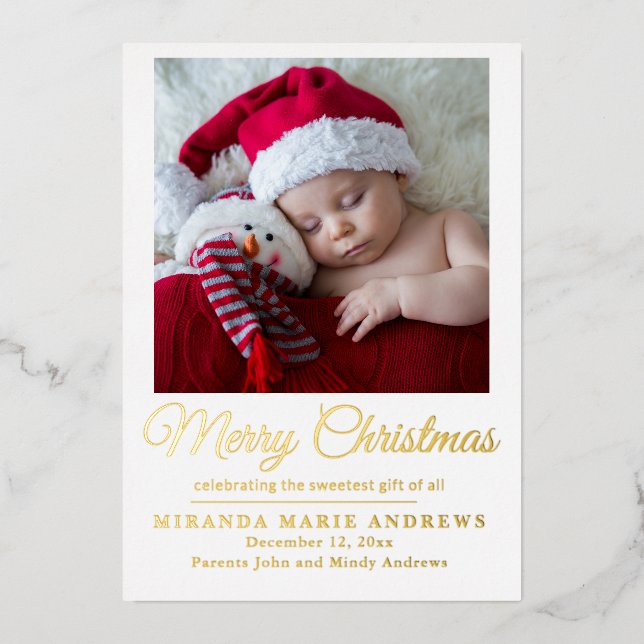 Birth Announcement Merry Christmas Photo  (Front)