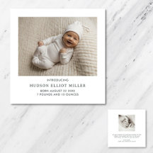 Birth Announcement Minimalist Modern Square Card