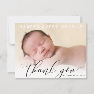 BIRTH ANNOUNCEMENT modern luxe callligraphy black