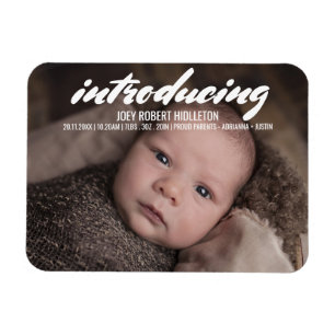 Birth Announcement Modern Typography Magnet