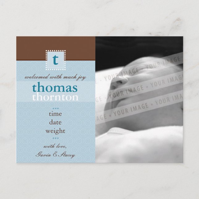 BIRTH ANNOUNCEMENT :: monogram1 - boy (Front)