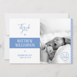 Birth Announcement Monogram Card Photo Template
