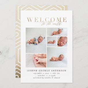 Birth announcement multi photo gold geometric