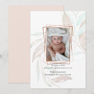 BIRTH ANNOUNCEMENT Pastel Watercolor Wispy Foliage