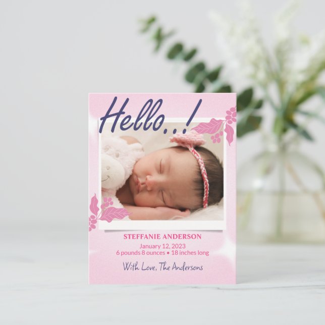 Birth Announcement Personalise Card (Standing Front)