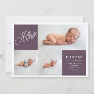 Birth announcement photo modern geometric + script