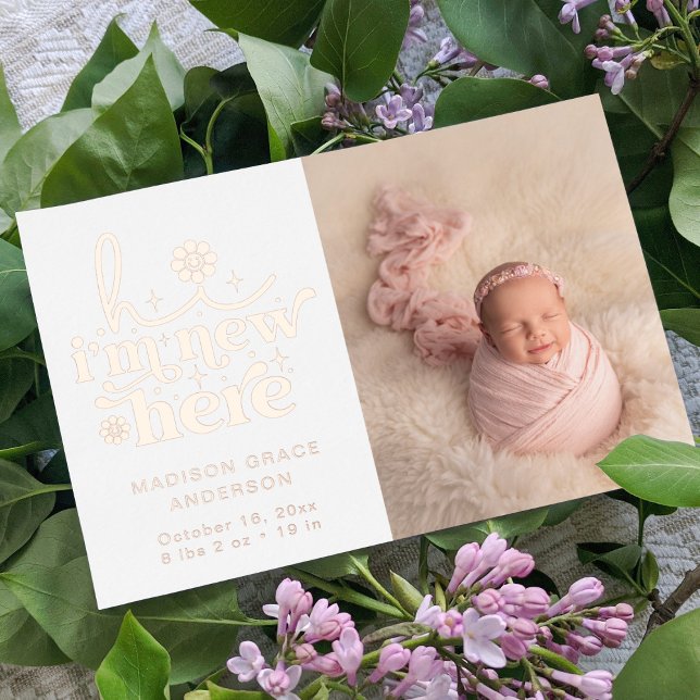 Birth Announcement Photo Postcard | I'm New Here (Creator Uploaded)