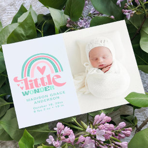 Birth Announcement Photo Postcard Little Wonder