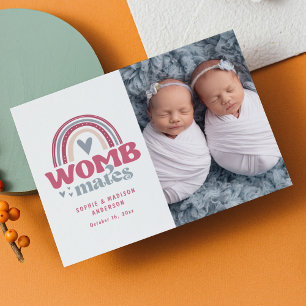 Birth Announcement Photo Postcard Womb Mates