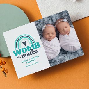 Birth Announcement Photo Postcard   Womb Mates