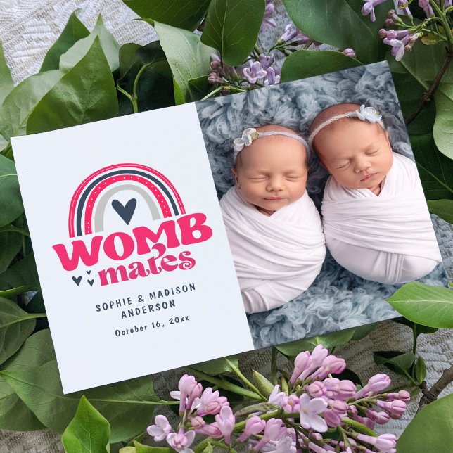 Birth Announcement Photo Postcard | Womb Mates (Creator Uploaded)