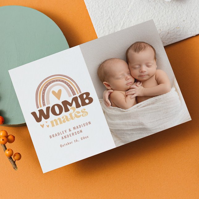 Birth Announcement Photo Postcard | Womb Mates (Creator Uploaded)
