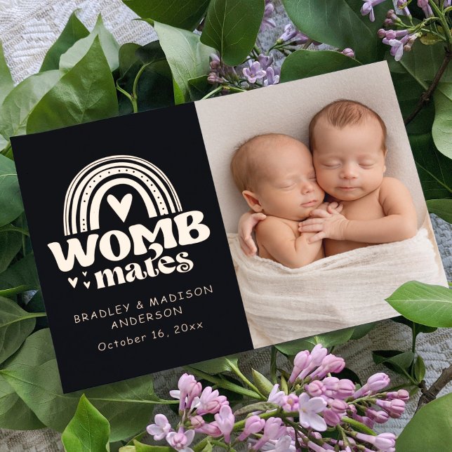Birth Announcement Photo Postcard Womb Mates Foil (Creator Uploaded)