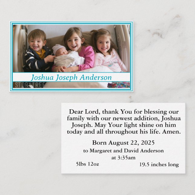 Birth Announcement Prayer Card (Front/Back)