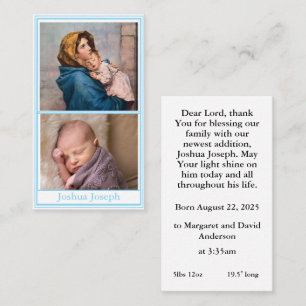 Birth Announcement Prayer Card
