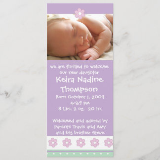 Birth Announcement - Purple/Green/Pink Flowers