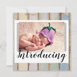 Birth Announcement Rustic Wood One Photo