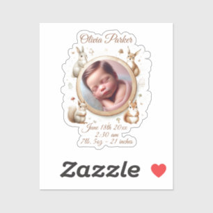 Birth Announcement Sticker - Woodland Animals