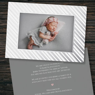 Birth Announcement Striped Foil Card