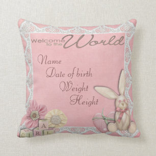 Birth announcement throw pillow