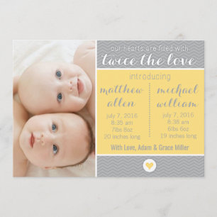 Birth Announcement - Twins, Twice the Love