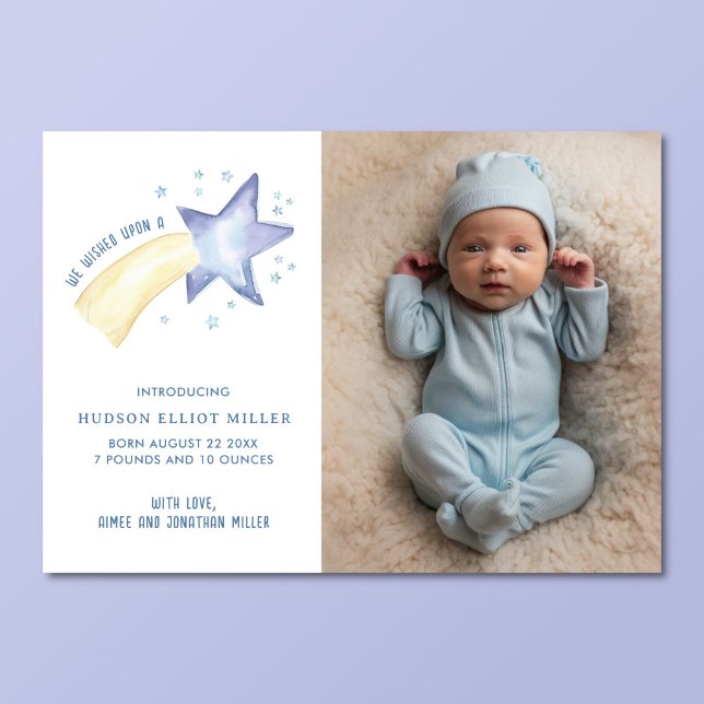 Birth Announcement We Wished Upon A Star Card (We wished upon a star birth announcement card)