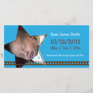 Birth Announcement with a Blue and Star Theme