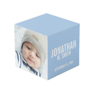 Birth Announcement with Custom Newborn Baby Photo Cube