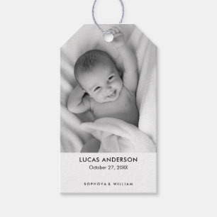Birth Announcement with Custom Newborn Baby Photo  Gift Tags