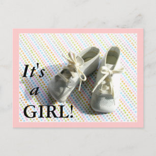 Birth announcement with vintage baby booties