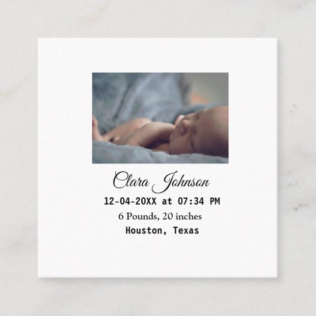 Birth announcements add photo date time place deta (Front)