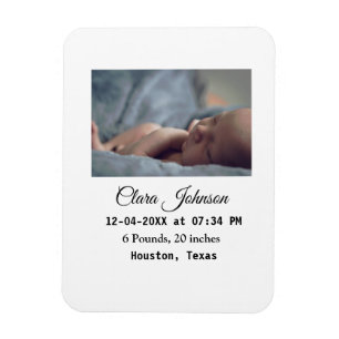 Birth announcements add photo date time place deta magnet