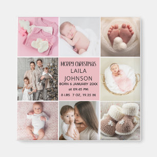 Birth Announcment Personalize 8 Photo christmas Magnet