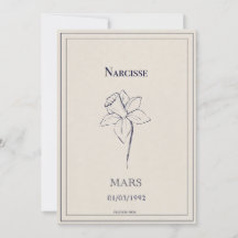 Birth card of the month of March narcisse