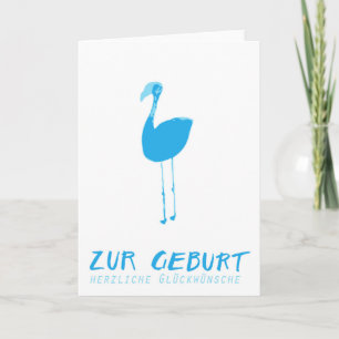 Birth congratulations: Flamingo blue Card