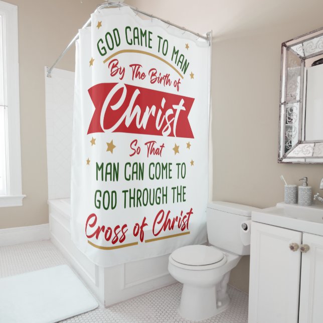 Birth & Cross of Jesus Christ Christmas Faith Shower Curtain (In Situ)