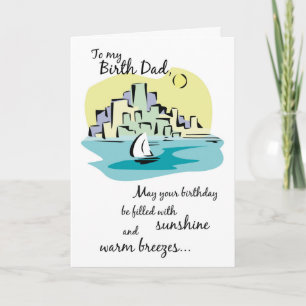 Birth Dad Sailboat City Birthday Card