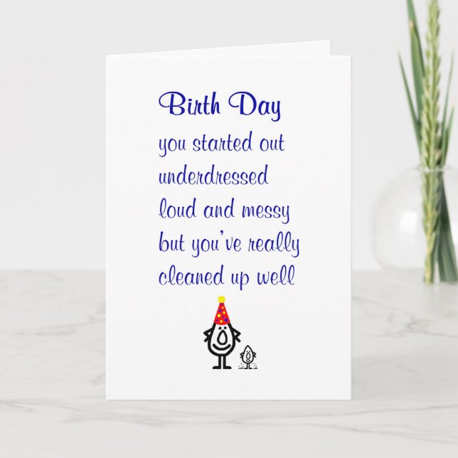 Birth Day - a funny happy birthday poem Card (Front)