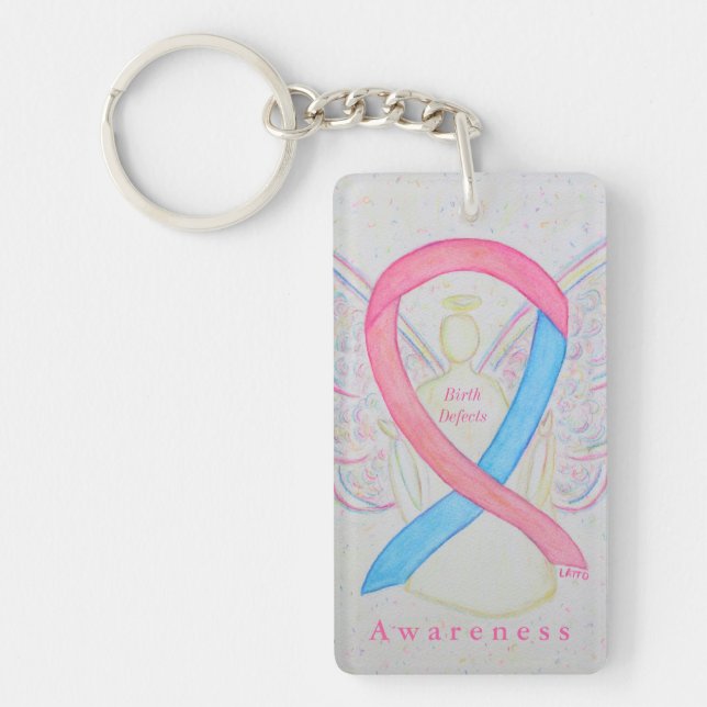 Birth Defects Angel Awareness Ribbon Keychain (Front)