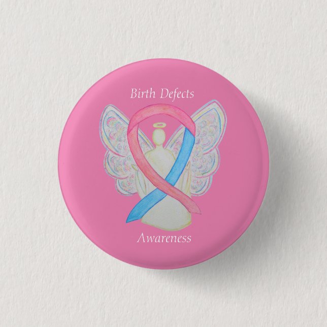Birth Defects Awareness Angel Ribbon Custom Pin (Front)