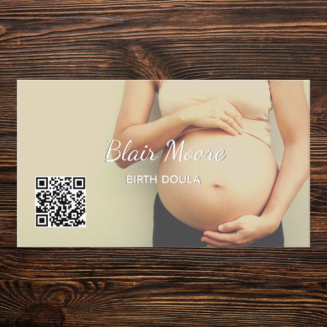 Birth Doula Midwife Custom QR Business Card (Birth Doula Business Cards)